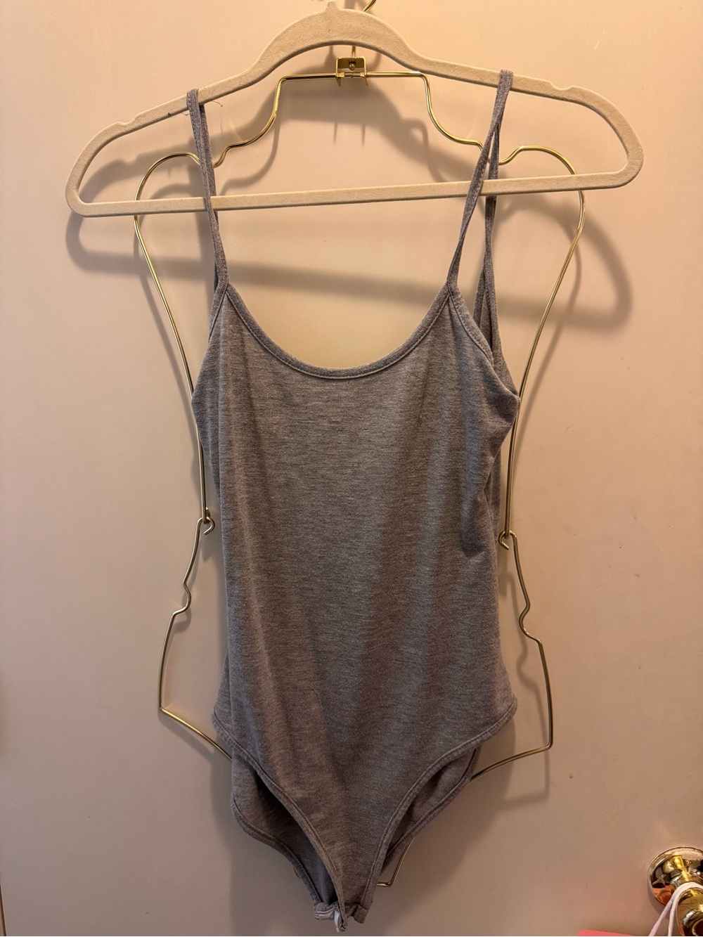 Boohoo Light Gray Scoop Neck Tank Bodysuit
